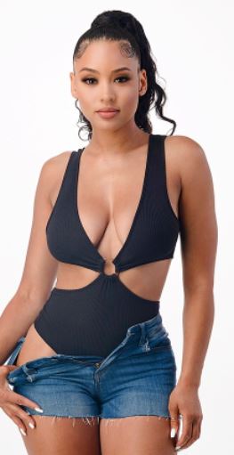 Black Bodysuit with Cut Outs